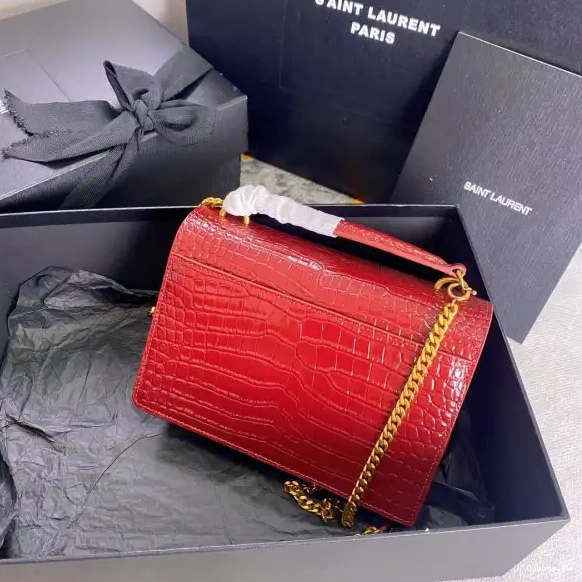SUNSET LEATHER IN YSL SHINY CROCODILE-EMBOSSED 0605